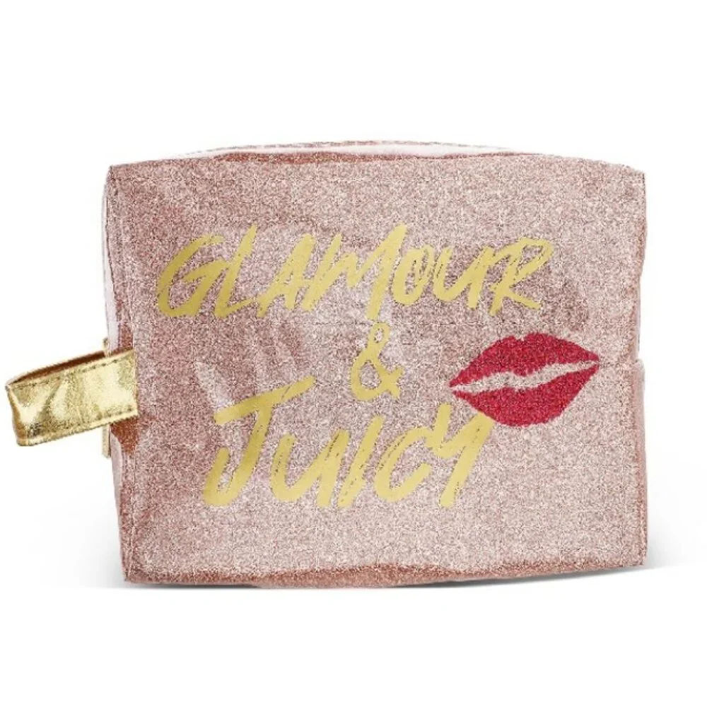 NWT JUICY COUTURE Glitter Glamour Cosmetics Vinyl Makeup Bag (JCXX020)